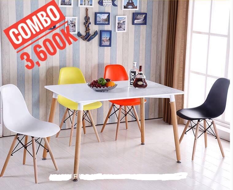Bộ bàn ăn 80 x 120cm – 4 ghế Eames
