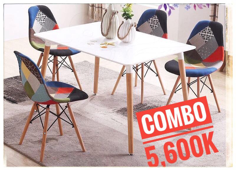 Bộ bàn ăn 80 x 120cm – 4 ghế bọc vải